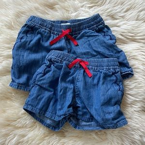 NWOT Mini Boden Wave Shorts Chambray with Elastic Waist (3T & 6T)
